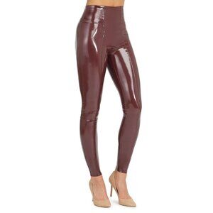 Spanx Pants Womens Large Ruby Faux Patent Leather Leggings NWT